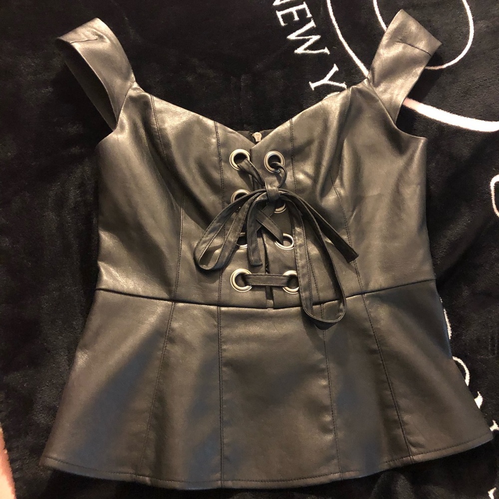 BCBG MAX AZRIA Leather top